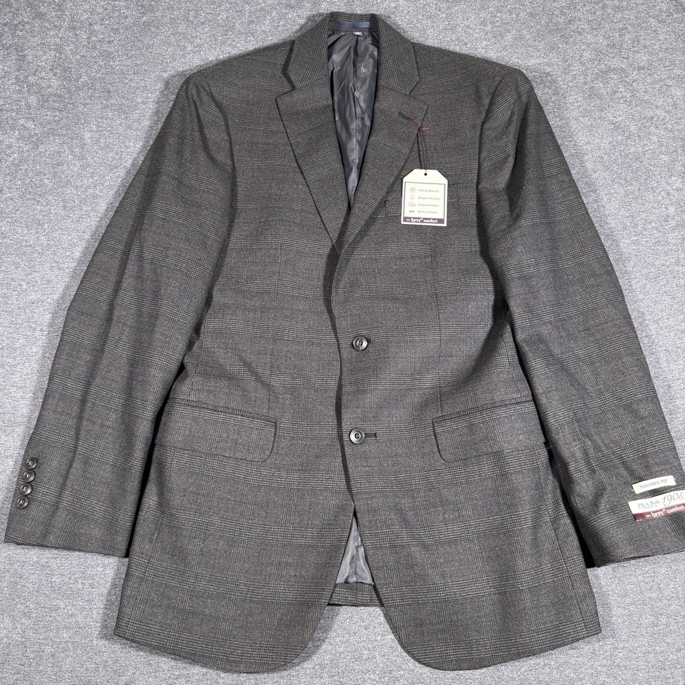 Jos A Bank 1905 Brrr Comfort Tailored Fit Stretch Wool Blazer 39L Glen Check